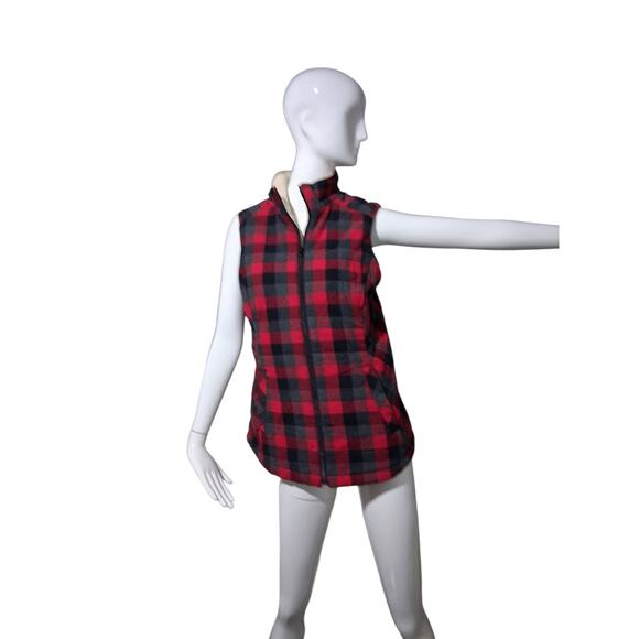 Duluth Trading Womens size S Plaid Flannel Sherpa Lumber Jack Gorpcore Zip Vest - Picture 7 of 10